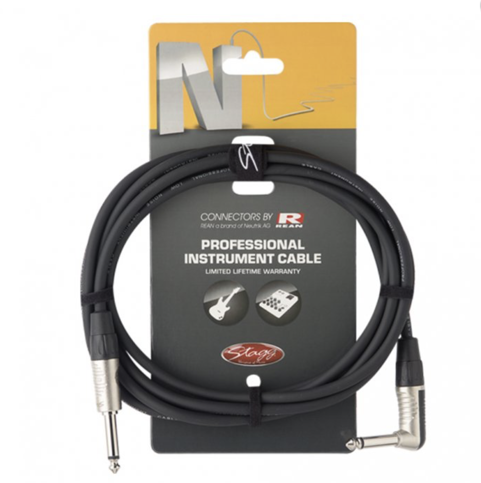 STAGG Instrumentenkabel, Klinke/Klinke (m/m gerade/abgewinkelt), 3 m