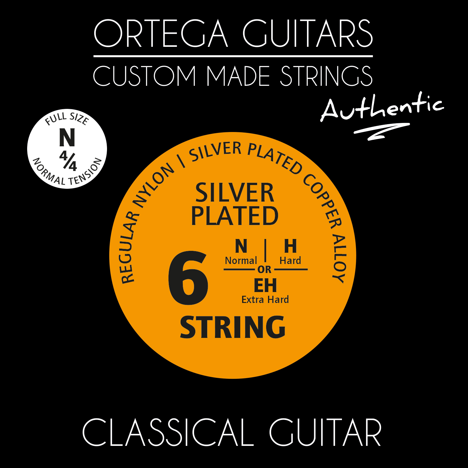 ORTEGA Custom Made Strings Authentic 4/4 Mensur - Konzertgitarre 6 String