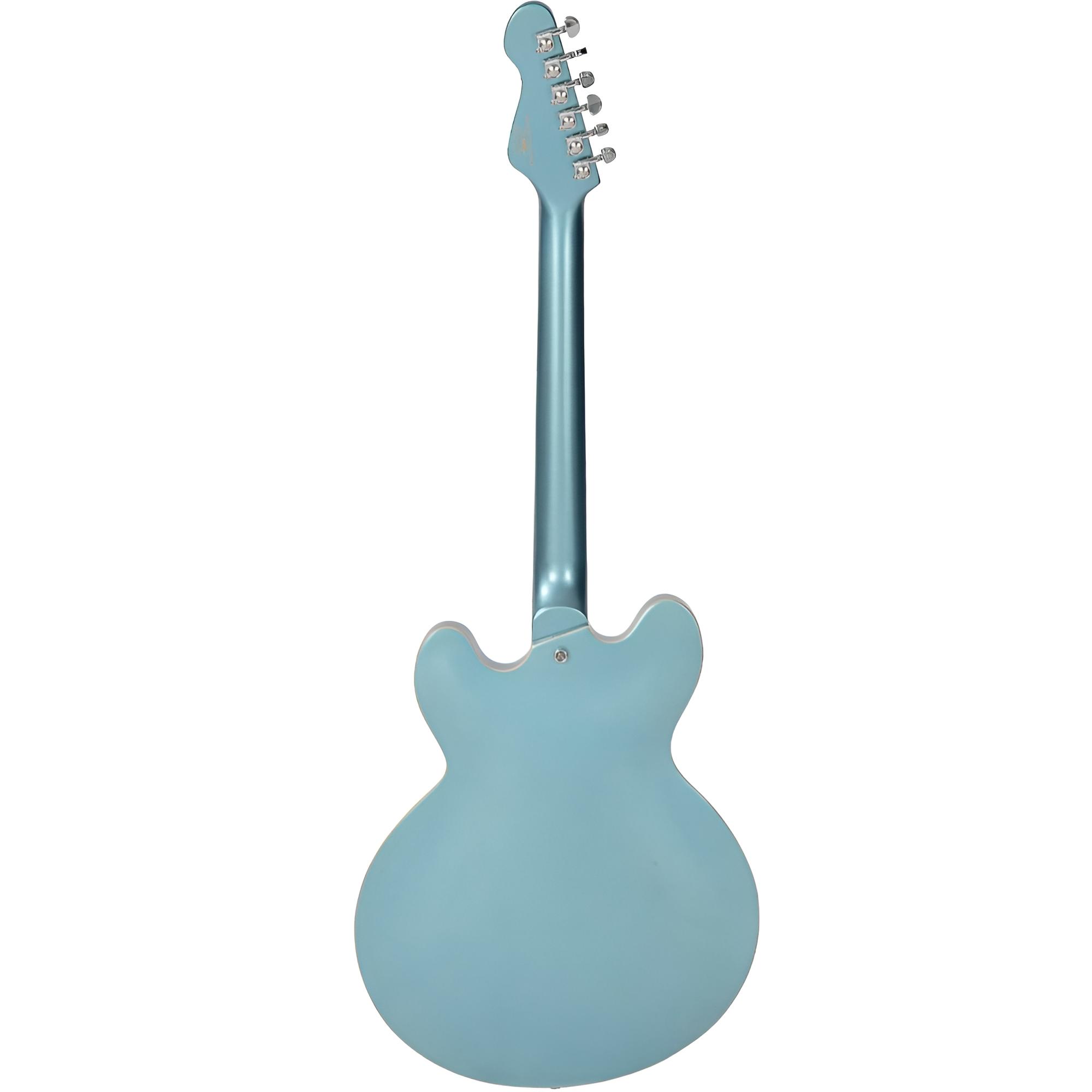 VINTAGE VSA550 "Pretender" Gun Hill Blue Semi Hollow E-Gitarre