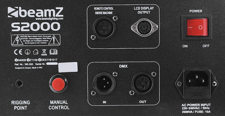 BEAMZ S2000 vertikale Nebelmaschine mit 24x 3W 3-IN-1 LED