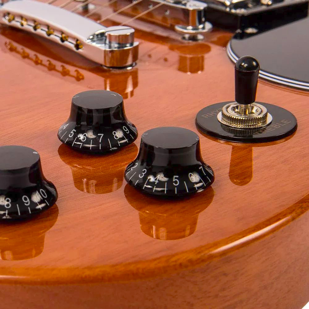 VINTAGE Reissued VS6M Dark Mahogany SG-Style E-Gitarre