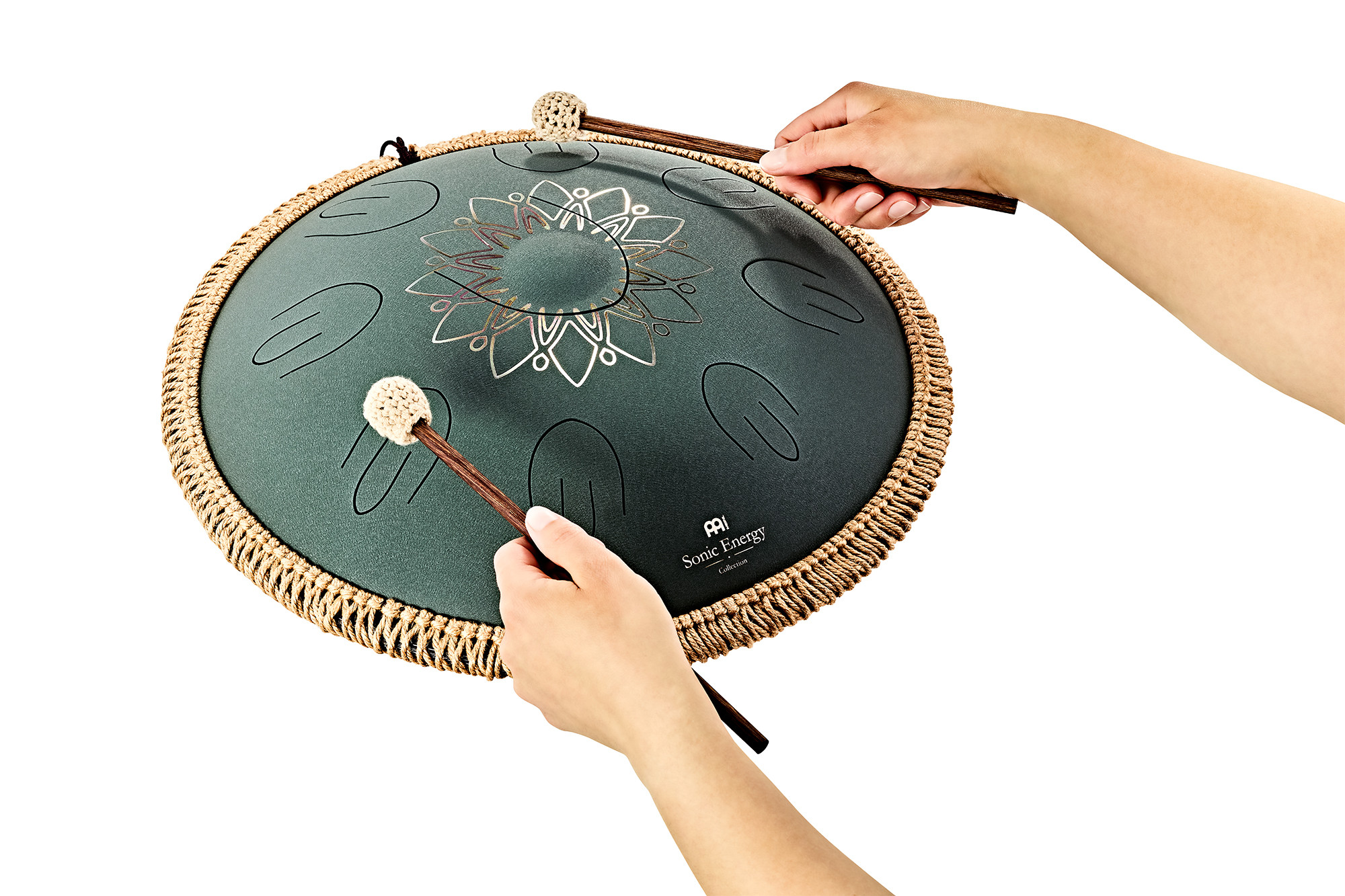 MEINL OSTD4DGE Sonic Energy 16" Octave Steel Tongue Drum – Fis Moll, 432 Hz, Dunkelgrün