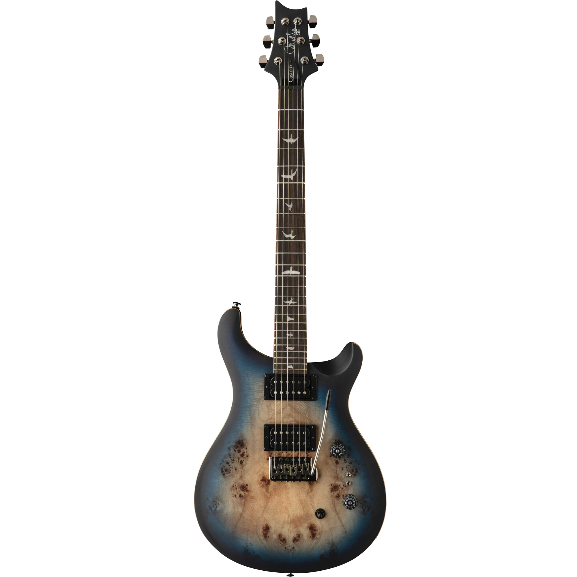 PRS SE Exotic Custom 24-08 Poplar Burl LTD Lake Blue Midnight Burst E-Gitarre