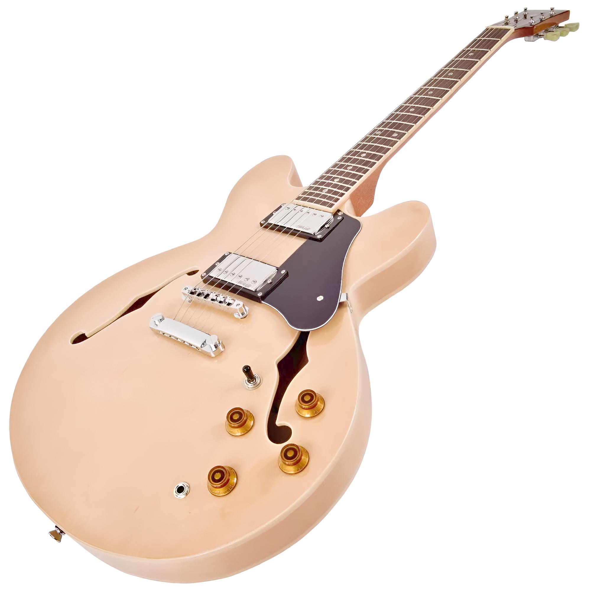 VINTAGE VSA500MP Natural Maple Semi Hollow Body E-Gitarre