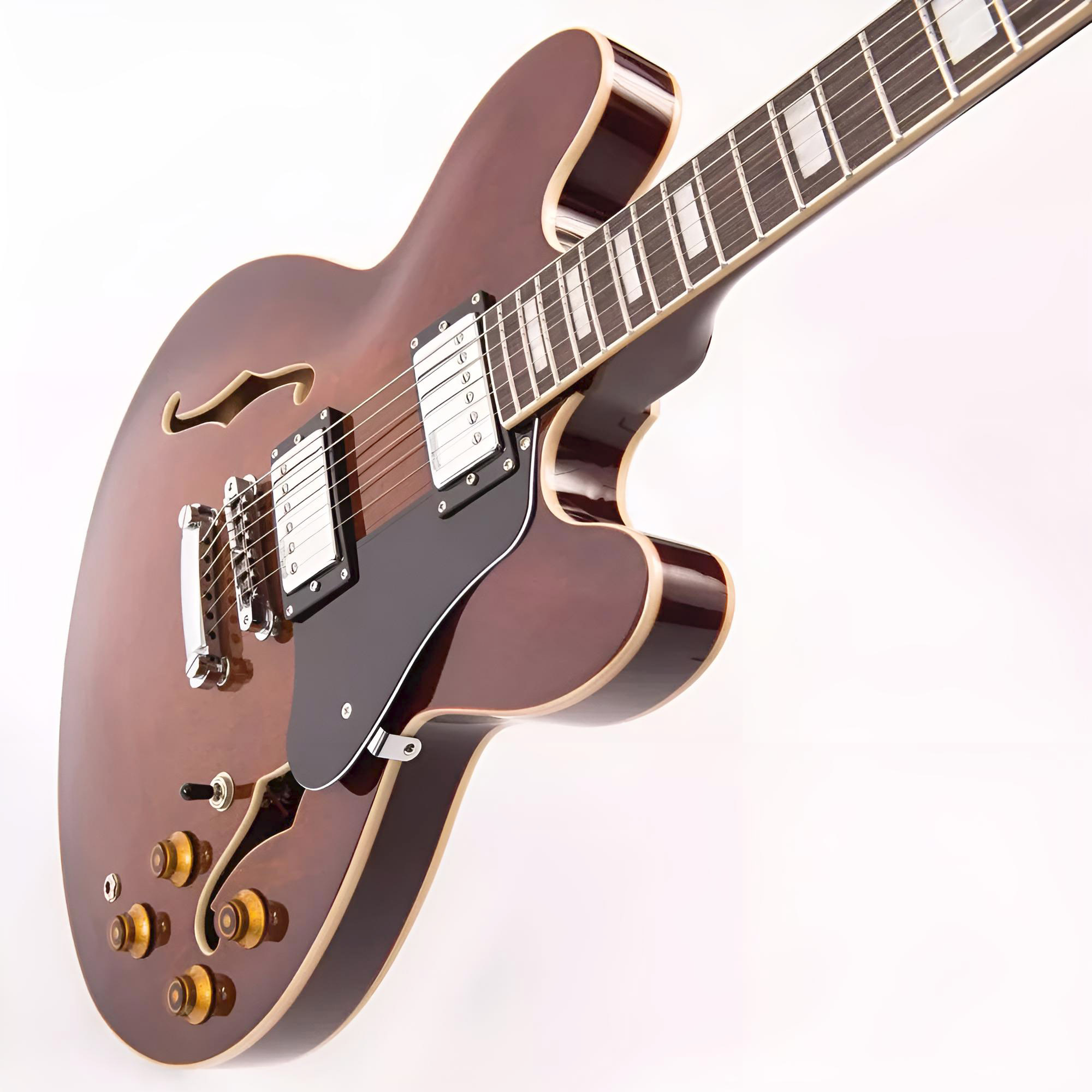 VINTAGE Reissued VSA500W Natural Walnut Semi-Hollow E-Gitarre