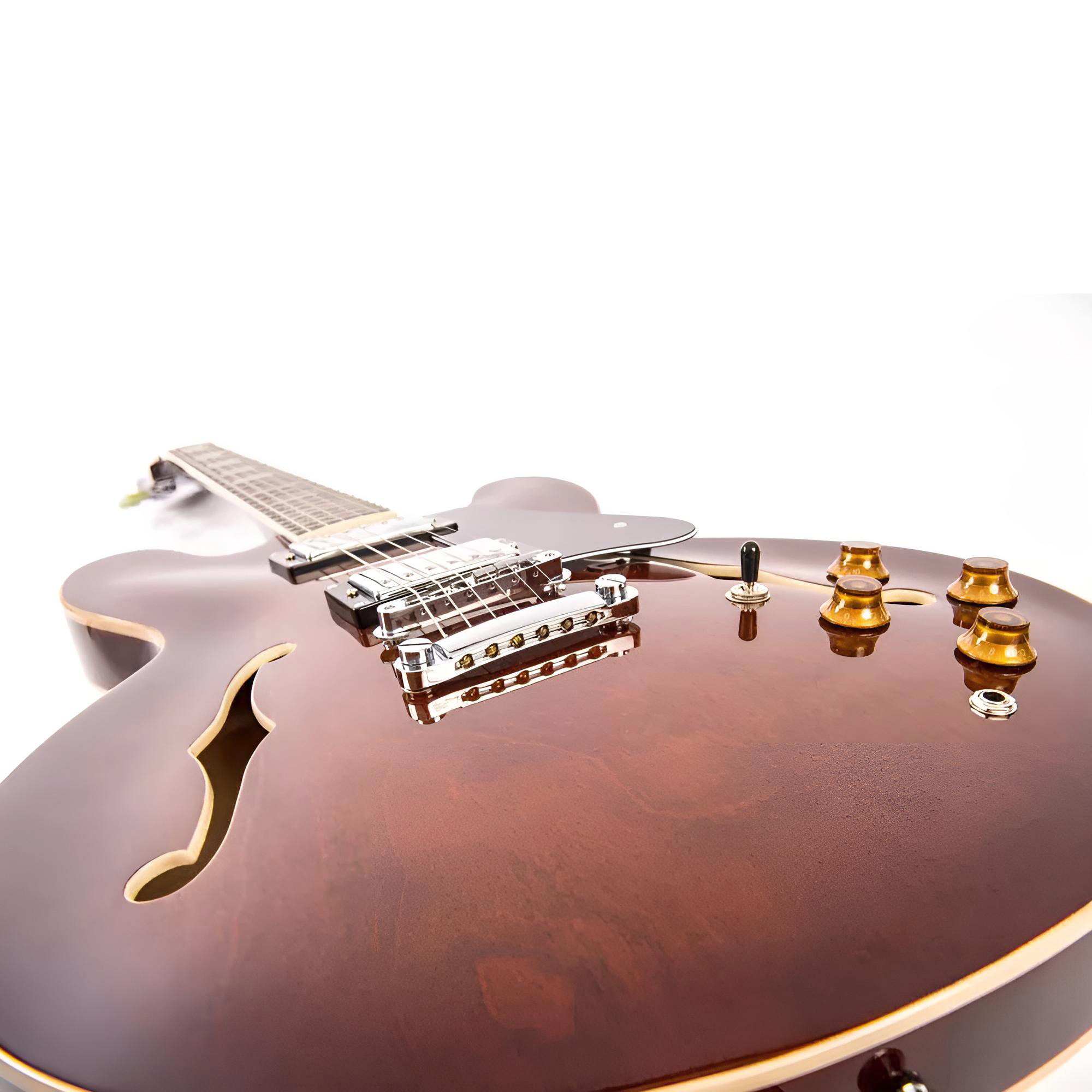VINTAGE Reissued VSA500W Natural Walnut Semi-Hollow E-Gitarre