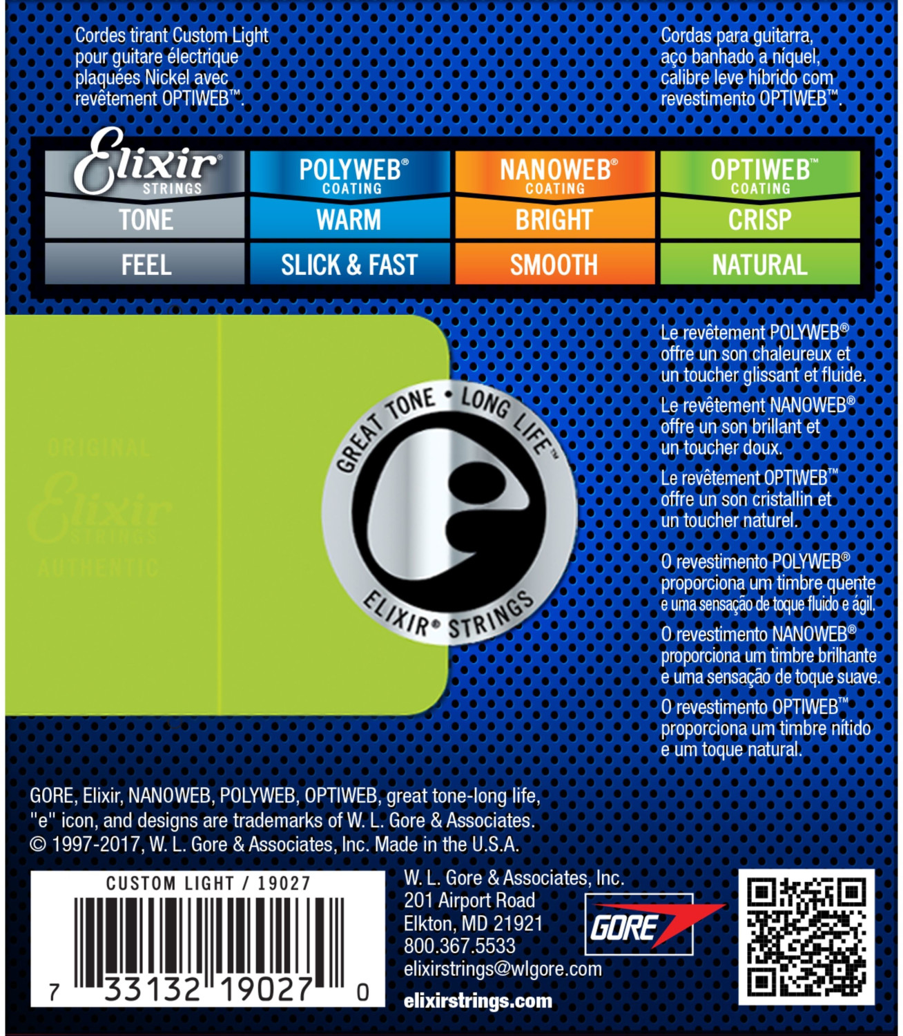 ELIXIR E-Gitarrensaiten Optiweb. Costum Light 009-046, E19027