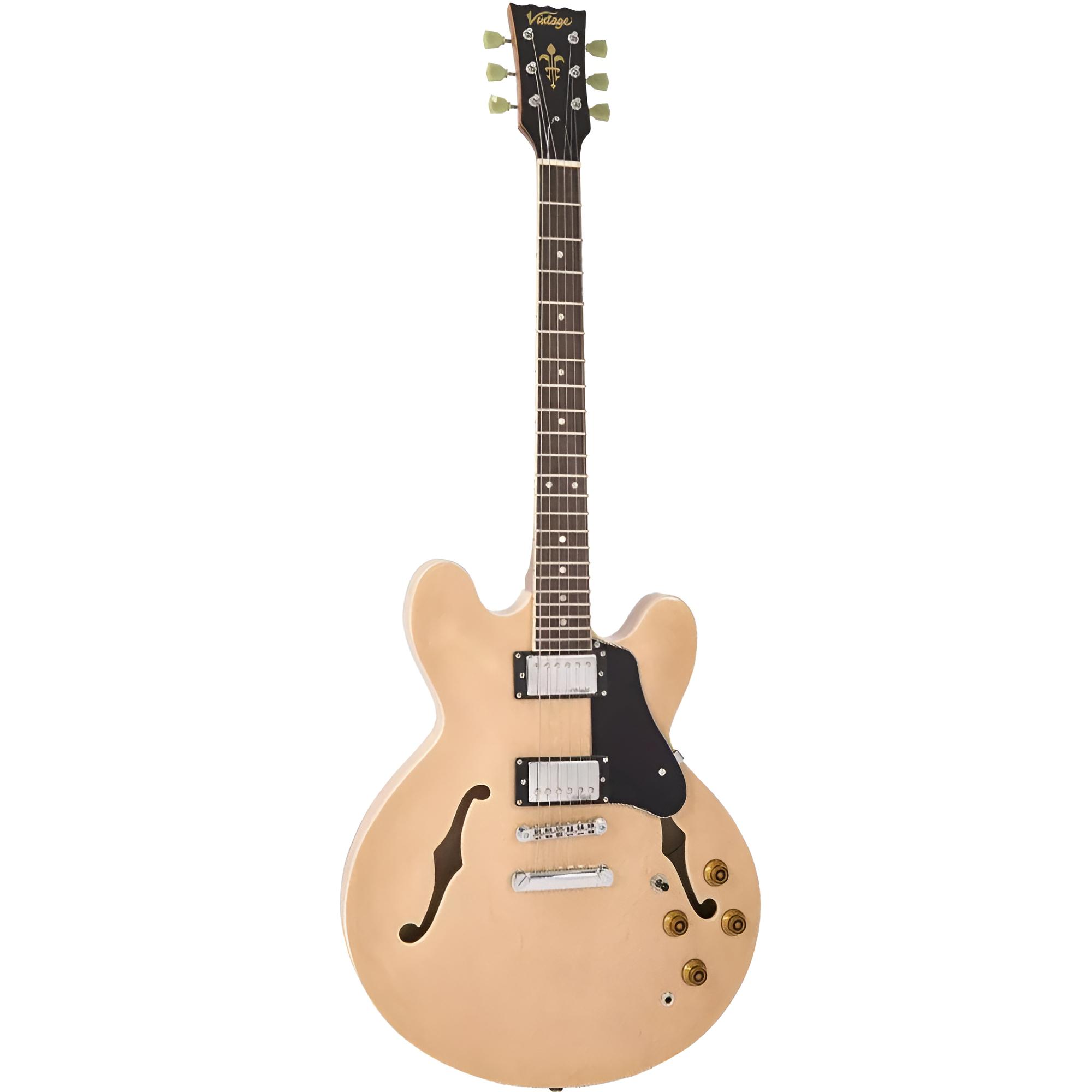 VINTAGE VSA500MP Natural Maple Semi Hollow Body E-Gitarre