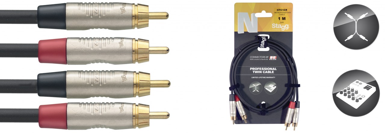 STAGG NTC1CR 1m Twinkabel cinchM - cinchM