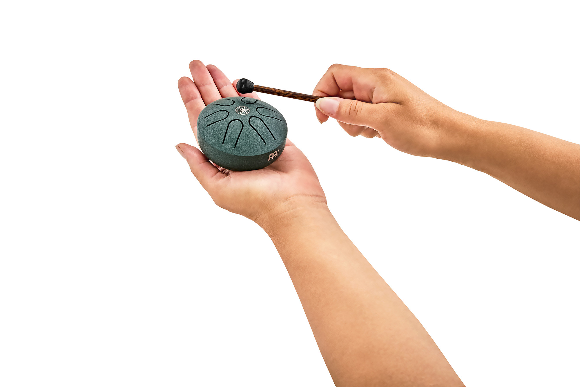 MEINL PSTD4DGGOL Sonic Energy 3" Pocket Steel Tongue Drum – A Dur, 440 Hz, Dunkelgrün „Keim des Lebens“