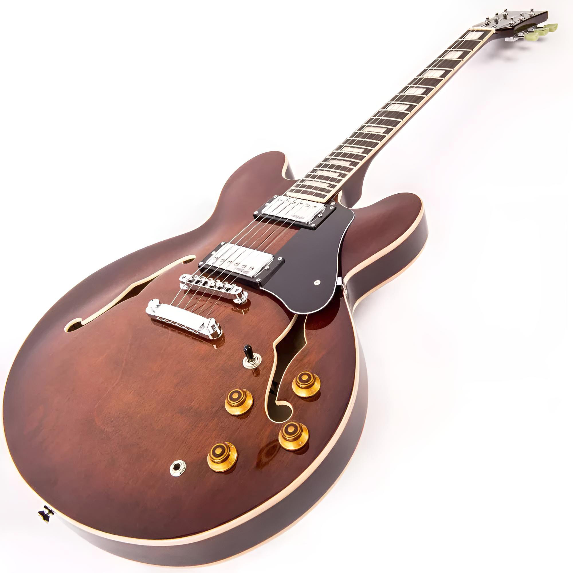 VINTAGE Reissued VSA500W Natural Walnut Semi-Hollow E-Gitarre