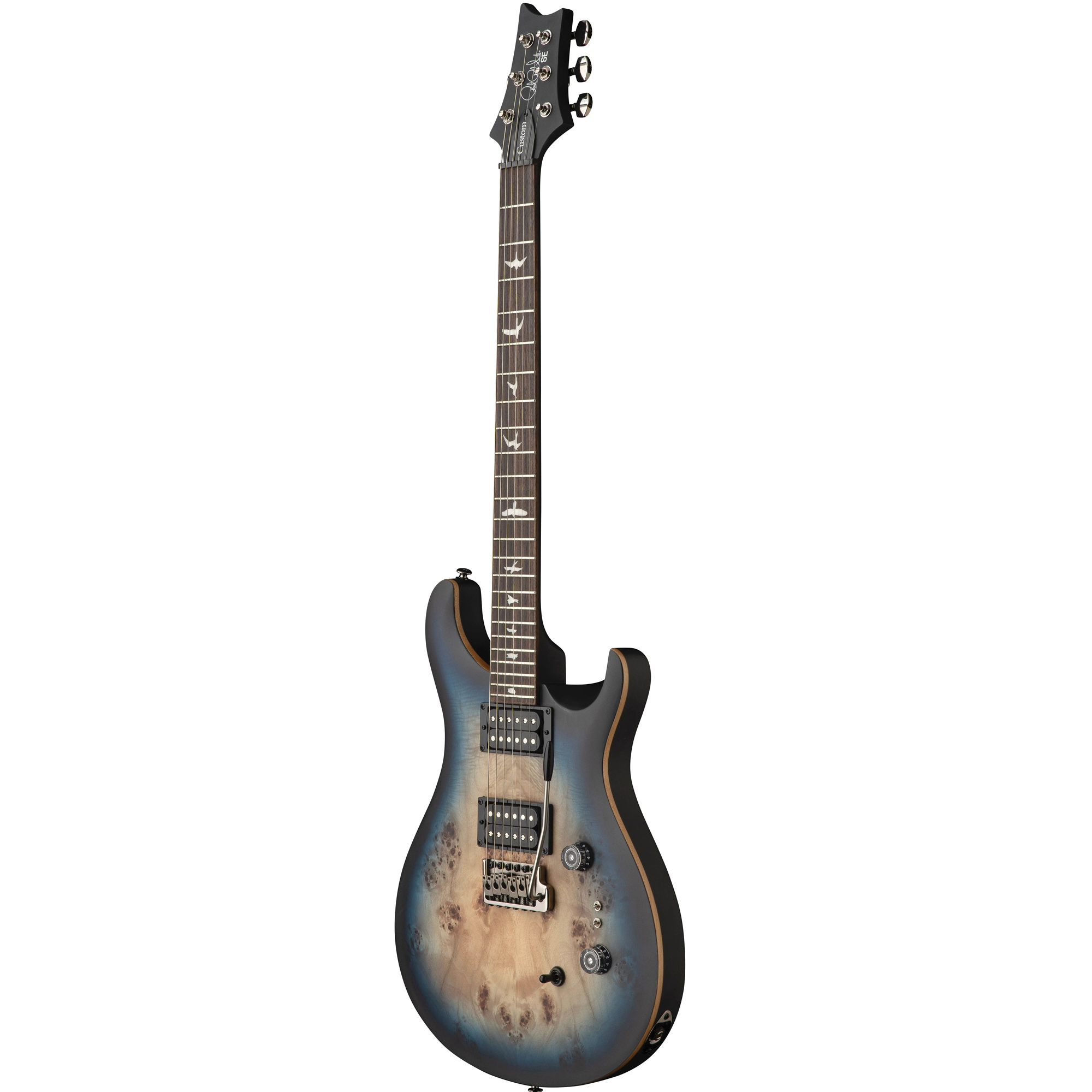 PRS SE Exotic Custom 24-08 Poplar Burl LTD Lake Blue Midnight Burst E-Gitarre
