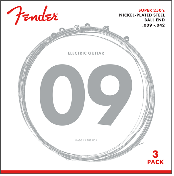 FENDER 250L 3-Pack NPS Ball End E-Gitarrensaiten 009-.042