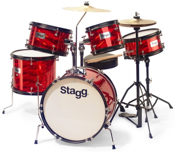 STAGG Schlagzeug für Kinder - rot - 5-teilig 16"