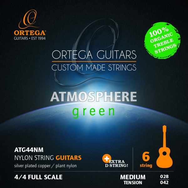 ORTEGA Green Series Gitarrensaiten Organic Nylon Treble Medium + Extra D Saite