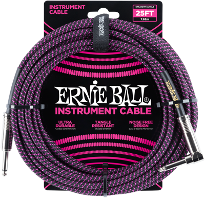ERNIE BALL Instrumentenkabel Gewebe gerade / gewinkelt schwarz/neonviolett EB6068