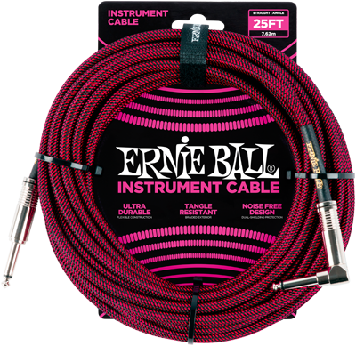 ERNIE BALL Instrumentenkabel Gewebe gerade / gewinkelt schwarz/rot EB6062