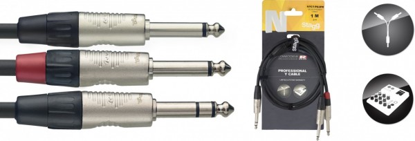 STAGG Y-Kabel 1m StereoKL - 2 KL NYC1/PS2PR
