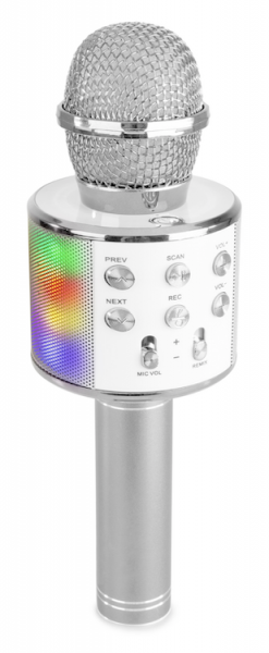 MAX KM15S Karaoke Mikrofon für Kinder BT/MP3 LED Silver