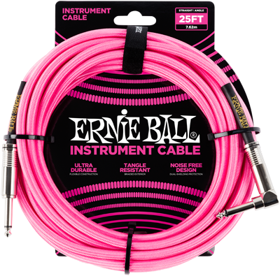 ERNIE BALL Instrumentenkabel Gewebe gerade / gewinkelt Neonpink EB6065