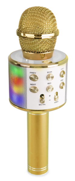 MAX KM15S Karaoke Mikrofon für Kinder BT/MP3 LED Gold