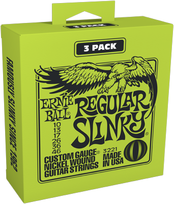ERNIE BALL Regular Slinky E-Gitarrensaiten 3er Pack 10-46