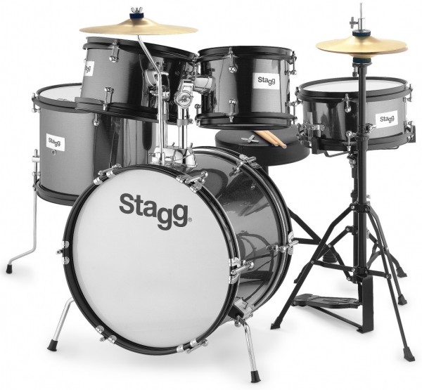 STAGG Schlagzeug für Kinder - schwarz 5-teilig 16"