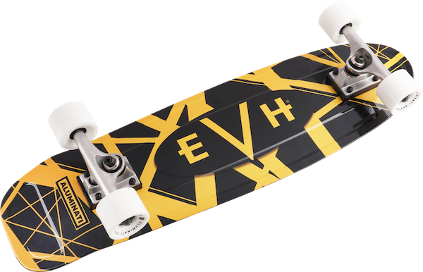 EVH 5150 Skateboard, Black with Yellow Stripes