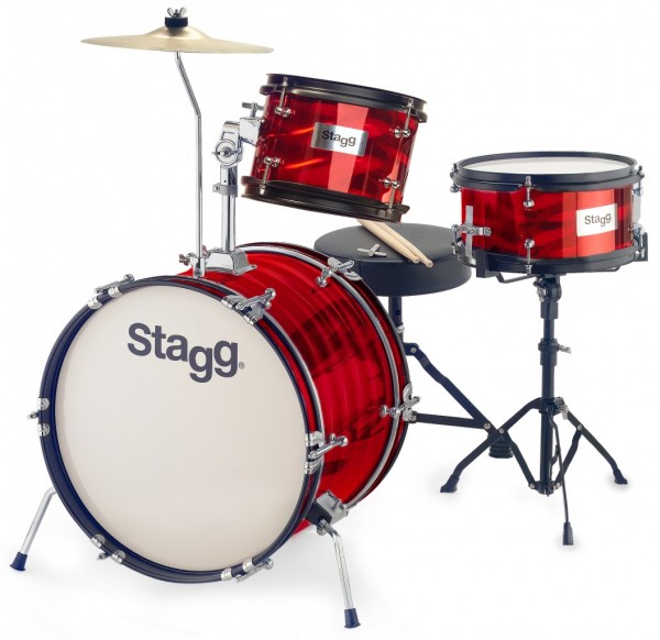 STAGG Schlagzeug für Kinder - rot 3-teilig 16"