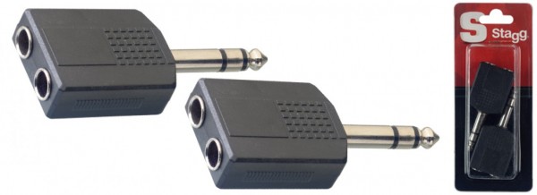 STAGG Adapter 2er Blister 6,3 Klinke Stereo - Dual 6,3 Klinke Female AC-PMS2PFH