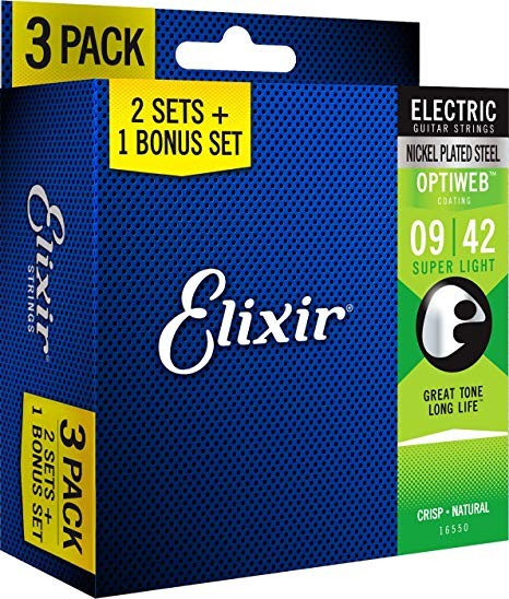 ELIXIR E-Gitarrensaiten Optiweb Super Light 009-042 2er Pack + Bonus Pack
