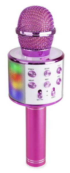 MAX KM15S Karaoke Mikrofon für Kinder BT/MP3 LED Pink
