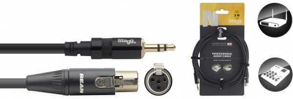 STAGG 3m Audio miniSTKLm - mini XLR4f DLX Kabel NAC3MPSMX4FR